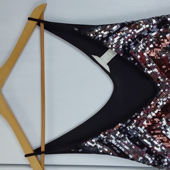 H & M Womens Sequin Black Tank Top DRESSY Silver/ Browns Sparkle Sz.L - Picture 2 of 8